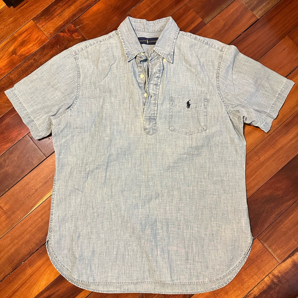 Ralph Lauren Chambray Light Blue Casual Button Down Shirt